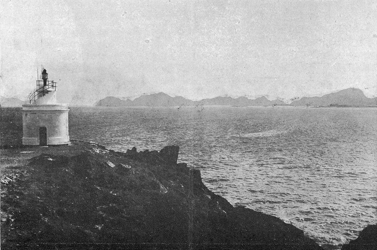 Vieja estampa de las islas Cíes desde punta Robaleira